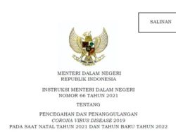 Mendagri Terbitkan Inmendagri 66/2021 tentang Pencegahan dan Penanggulangan COVID-19 pada Natal dan Tahun Baru